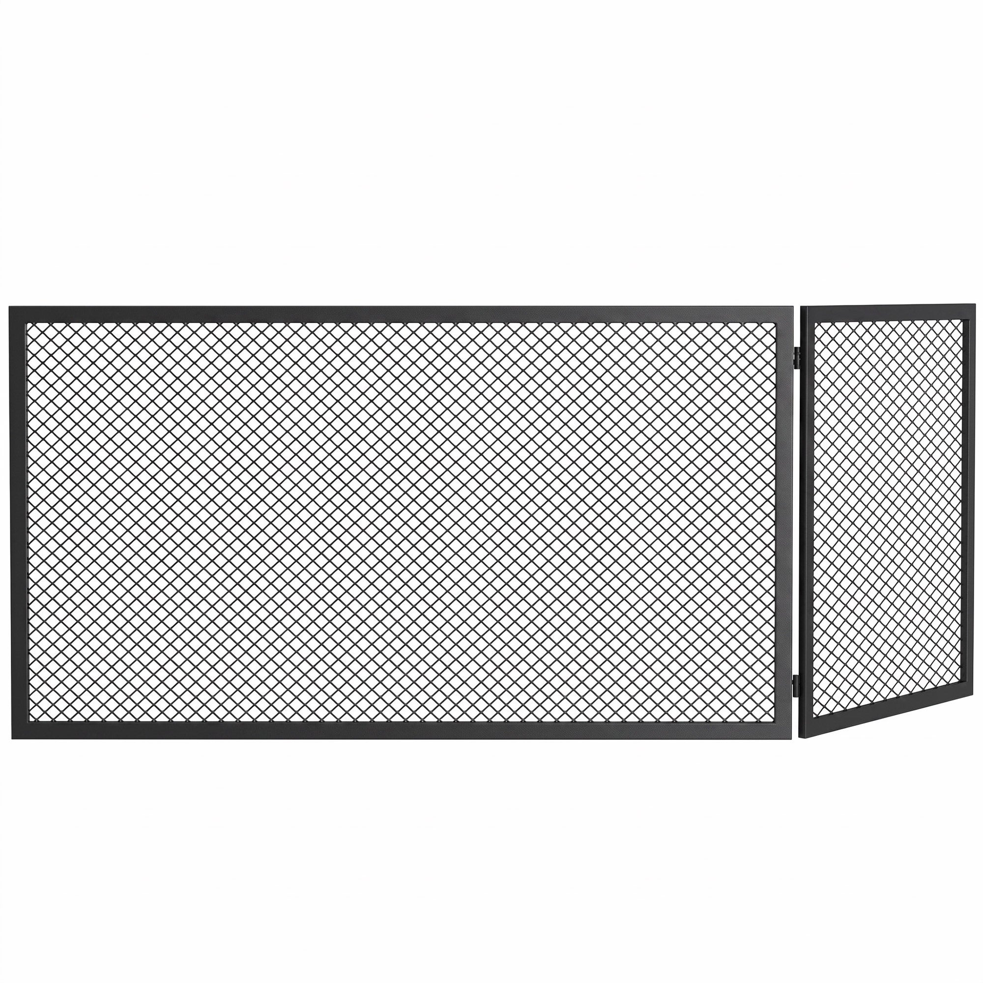 2-panelowa składana osłona przeciwiskrowa do kominka, 122x1x75 cm, czarna