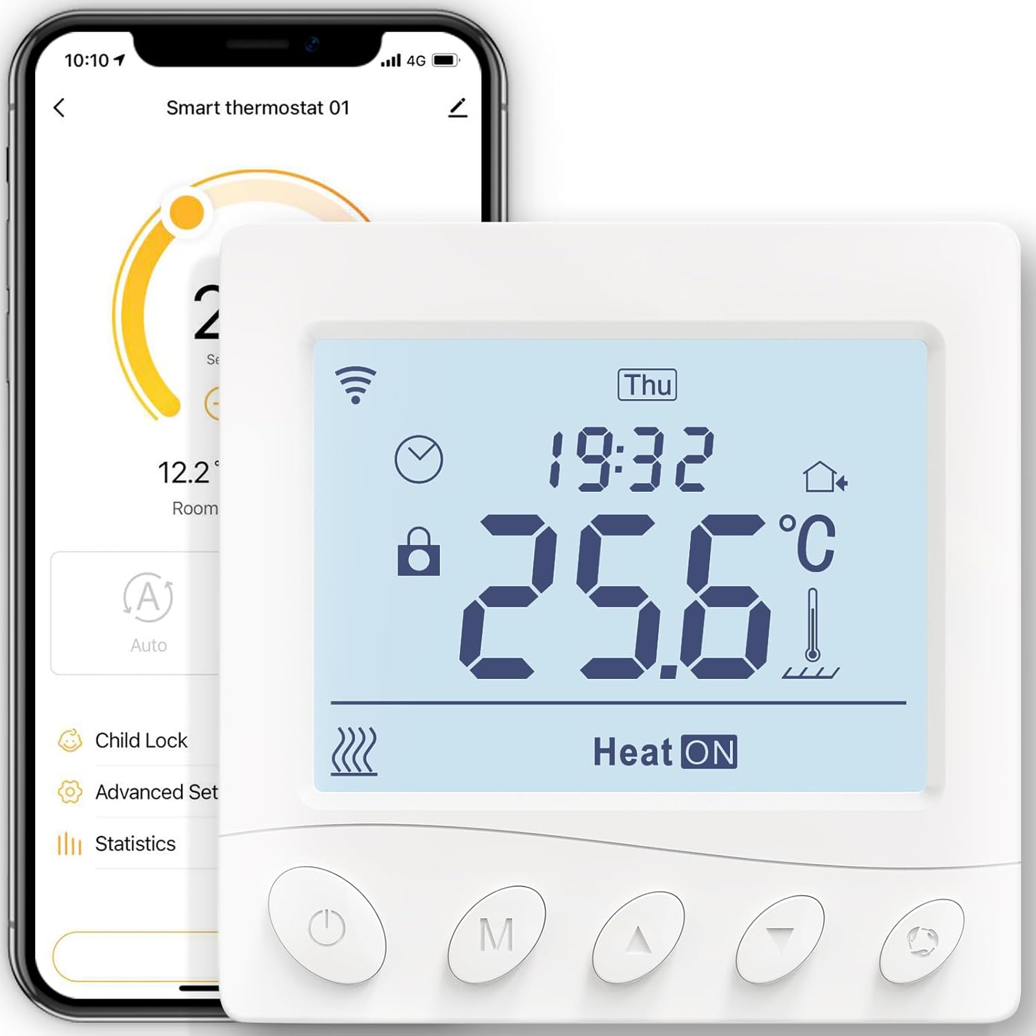 Inteligentny, biały, elektryczny termostat do ogrzewania podłogowego Wi-Fi, pilot z timerem, bez huba, kompatybilny z Alexa i Google Home 16 A