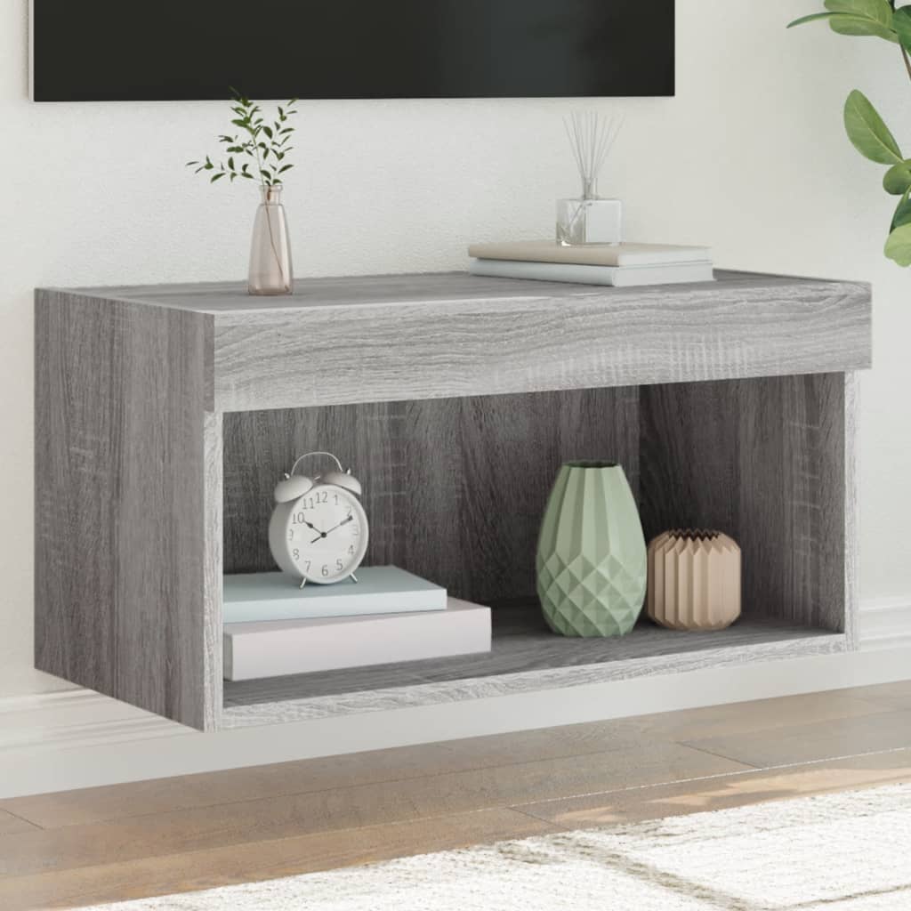vidaXL Szafka TV, z LED, kolor szary dąb sonoma, 60x30x30 cm