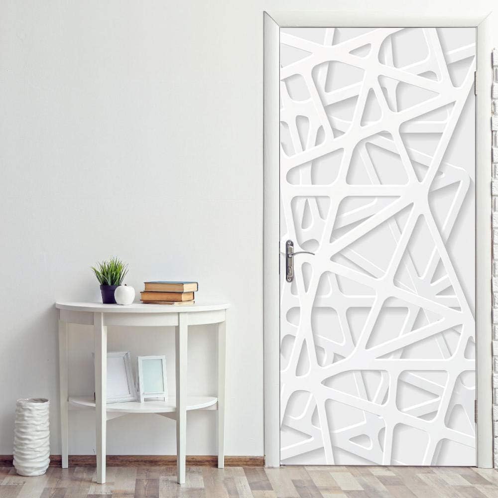 Naklejki na drzwi 3D geometryczne, prosty biały plakat, kreatywna tapeta na drzwi, projekt trompe l'oeil do salonu, sypialni, dekoracji wnętrz, naklej