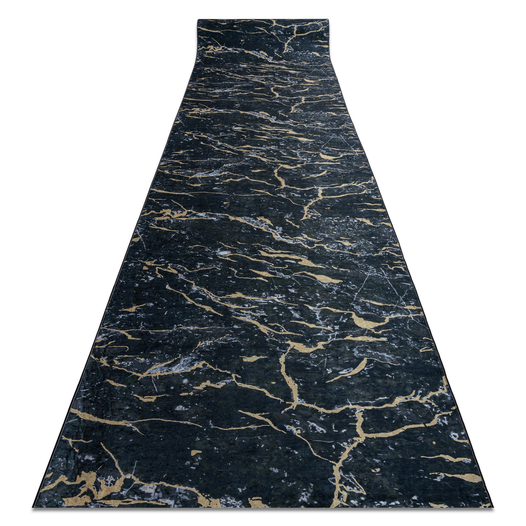 CHODNIK podgumowany DO PRANIA LOTUS GALACTIC 9523 Marmur czarny / złoty 80cm 80x890 cm