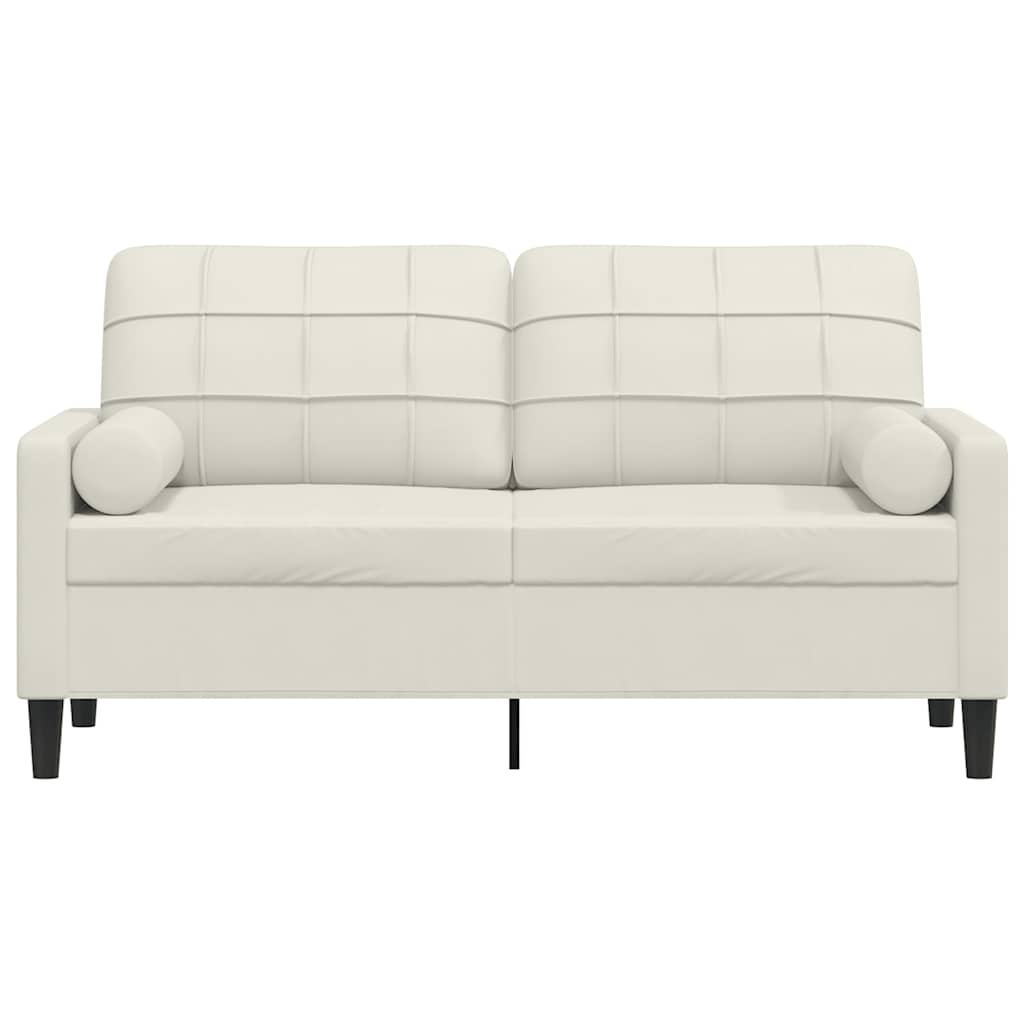 2-osobowa sofa z poduszkami, kremowa, 140 cm, aksamit