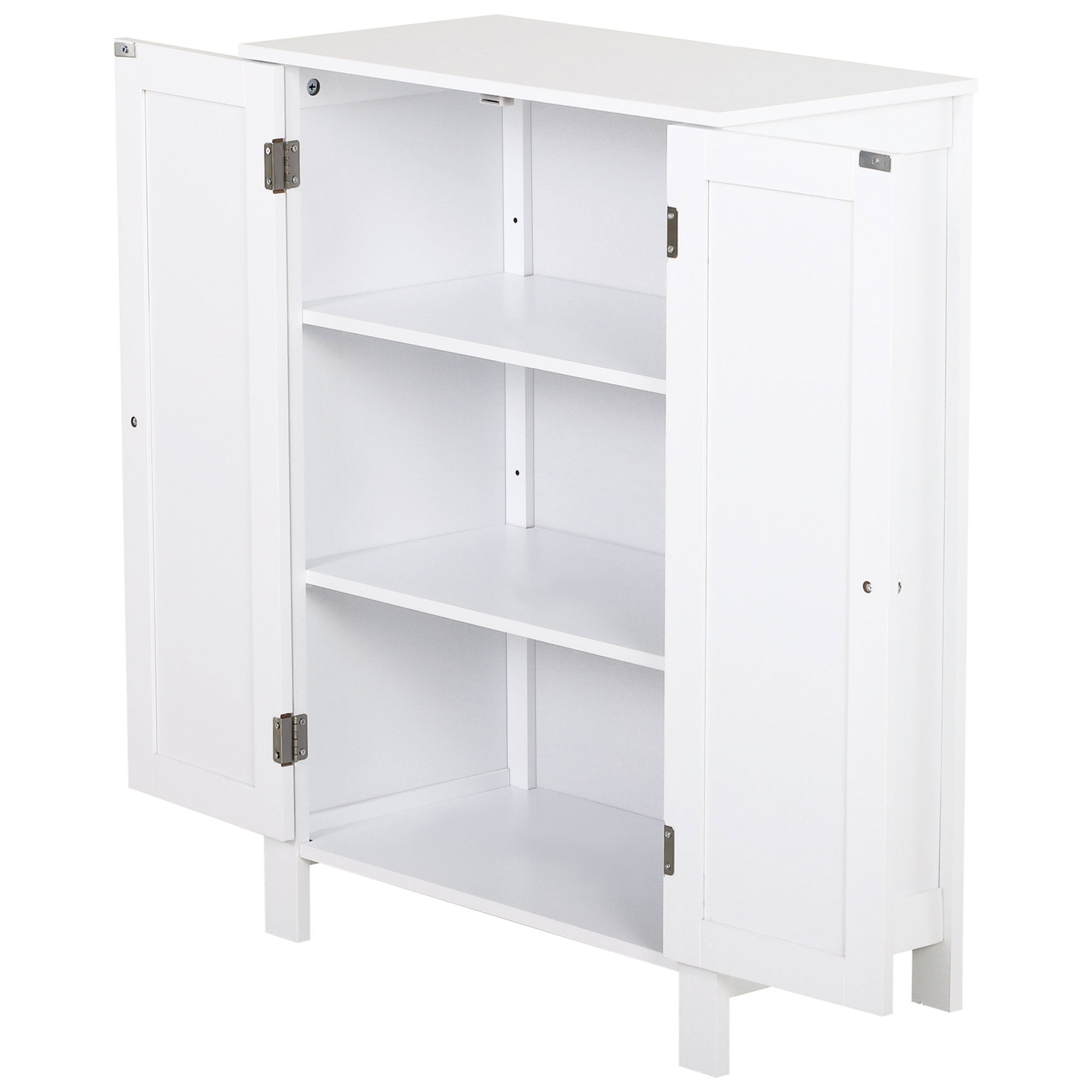 Szafka łazienkowa oszczędzająca miejsce, wielofunkcyjna, 2 półki, 2 drzwi, uchwyty MDF, 60 x 30 x 80 cm, kolor biały