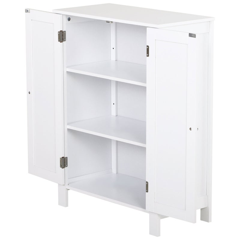 Szafka łazienkowa oszczędzająca miejsce, wielofunkcyjna, 2 półki, 2 drzwi, uchwyty MDF, 60 x 30 x 80 cm, kolor biały