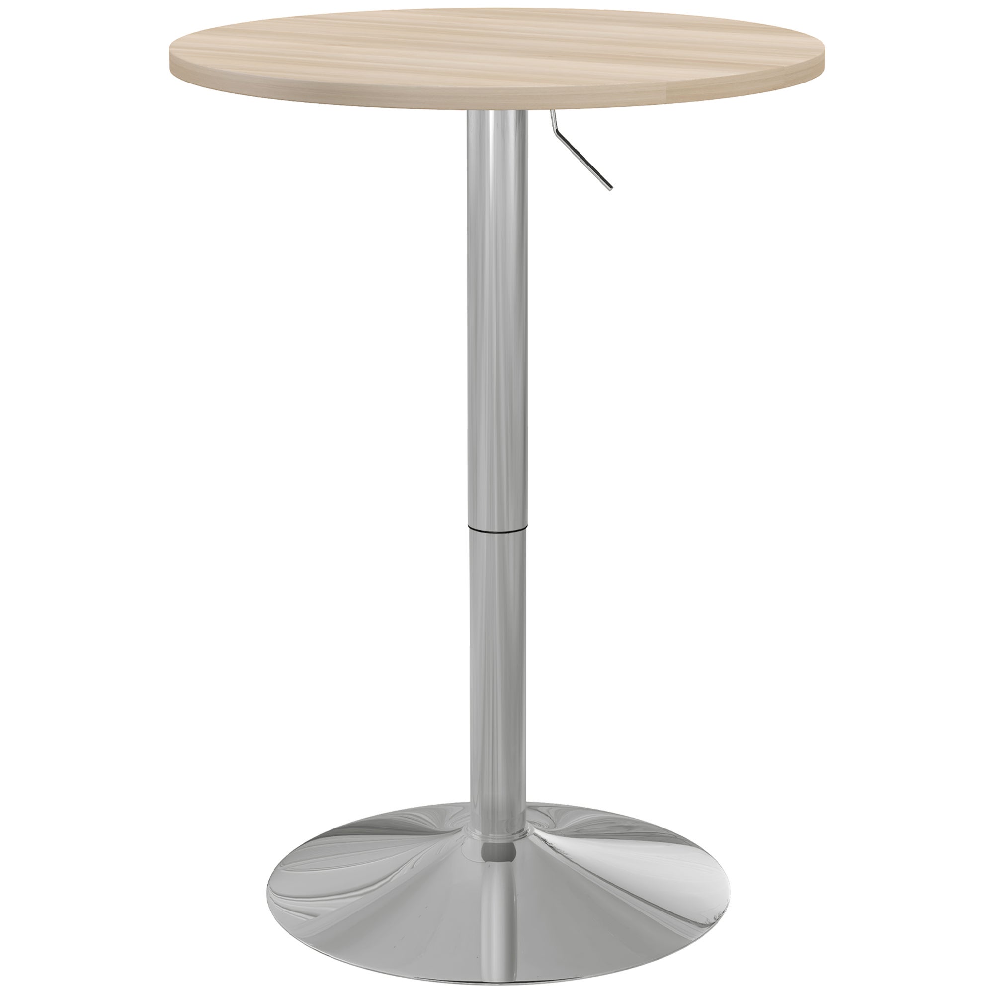 Wysoki stół kuchenny, okrągły stół barowy dla 2 osób, regulowana wysokość, obrotowy blat 360°, 60x60x91 cm, jasny dąb