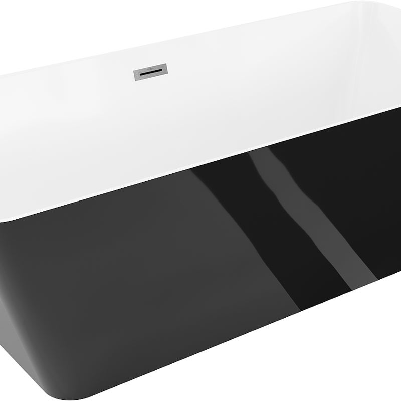 Mexen Velo Slim wanna wolnostojąca 170 x 75 cm, biała/czarna, przelew gun gray szczotkowany - 52811707575-66