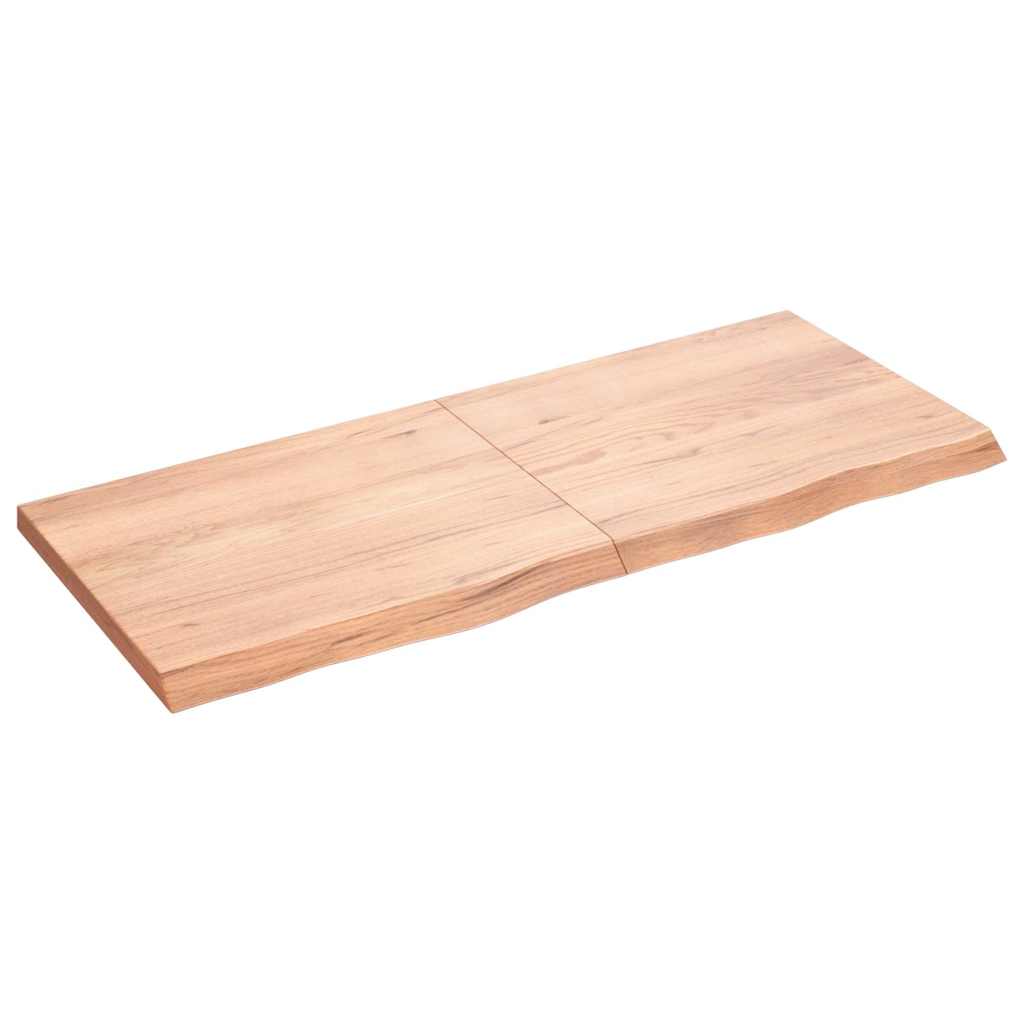 Blat Łazienkowy Lakierowany z Litego Drewna 120x50 cm Jasnobrązowy