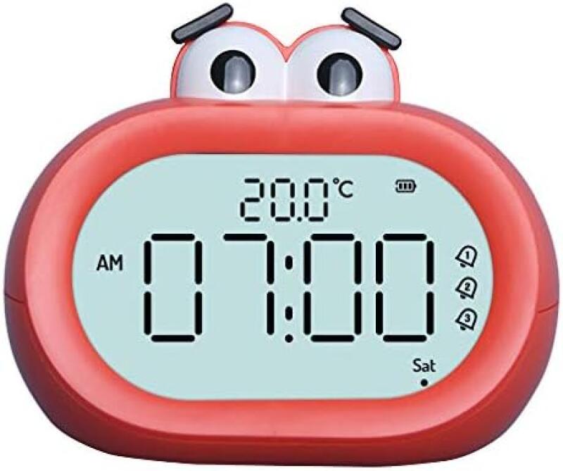 Cyfrowy budzik z funkcją drzemki i 3 konfigurowalnymi ustawieniami alarmu, podświetlanym wyświetlaczem temperatury i regulowaną głośnością.