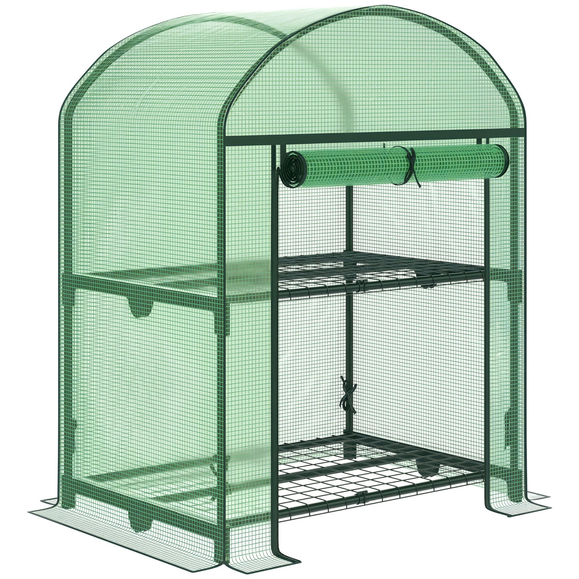 Mała altana ogrodowa z 2 metalowymi półkami i pokryciem PE, altana balkonowa i kompaktowy taras 69x49x91cm, zielona