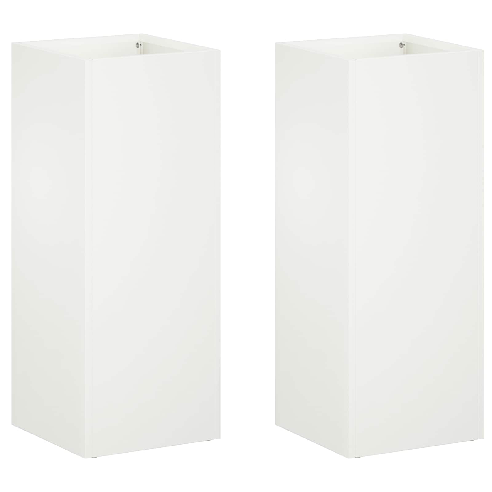 2x Donica Ogrodowa Stalowa 20x20x40 cm Biała na Taras na Balkon na Kwiaty