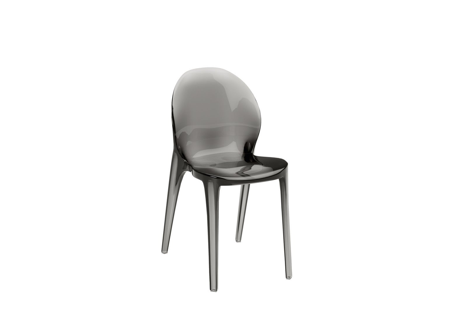 Designerski fotel Ruby z monobloku poliwęglanowego, kolor szary – nowoczesny styl, ergonomiczne siedzisko i błyszczące przezroczystości do wnętrz