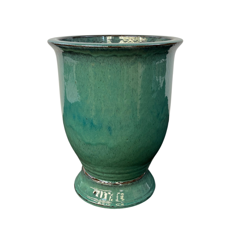 Donica ceramiczna Provencelia ARTHUR Aqua (błękit turkusowy), sred.32 x H39 cm, mrozoodporna, rękodzieło, szkliwiona