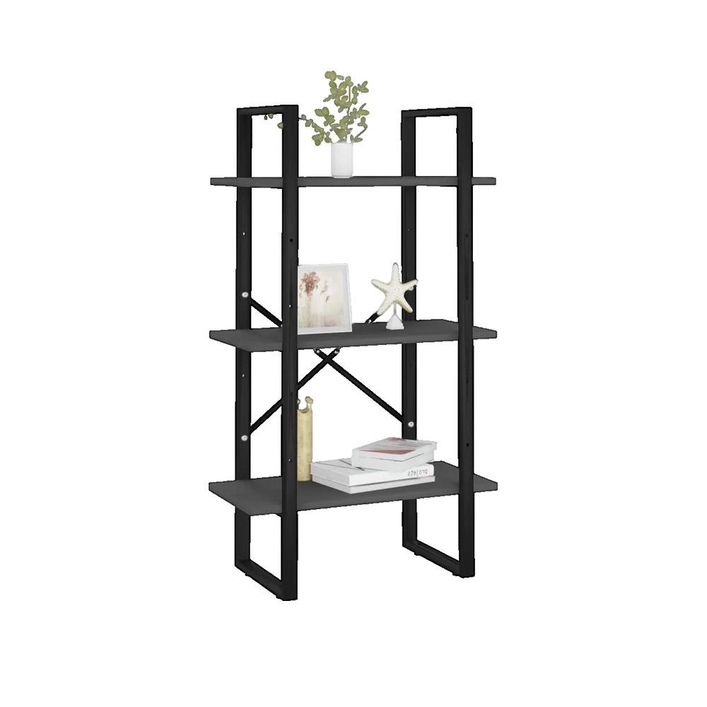 Regał do przechowywania vidaXL szary metal i drewno 60x30x105 cm