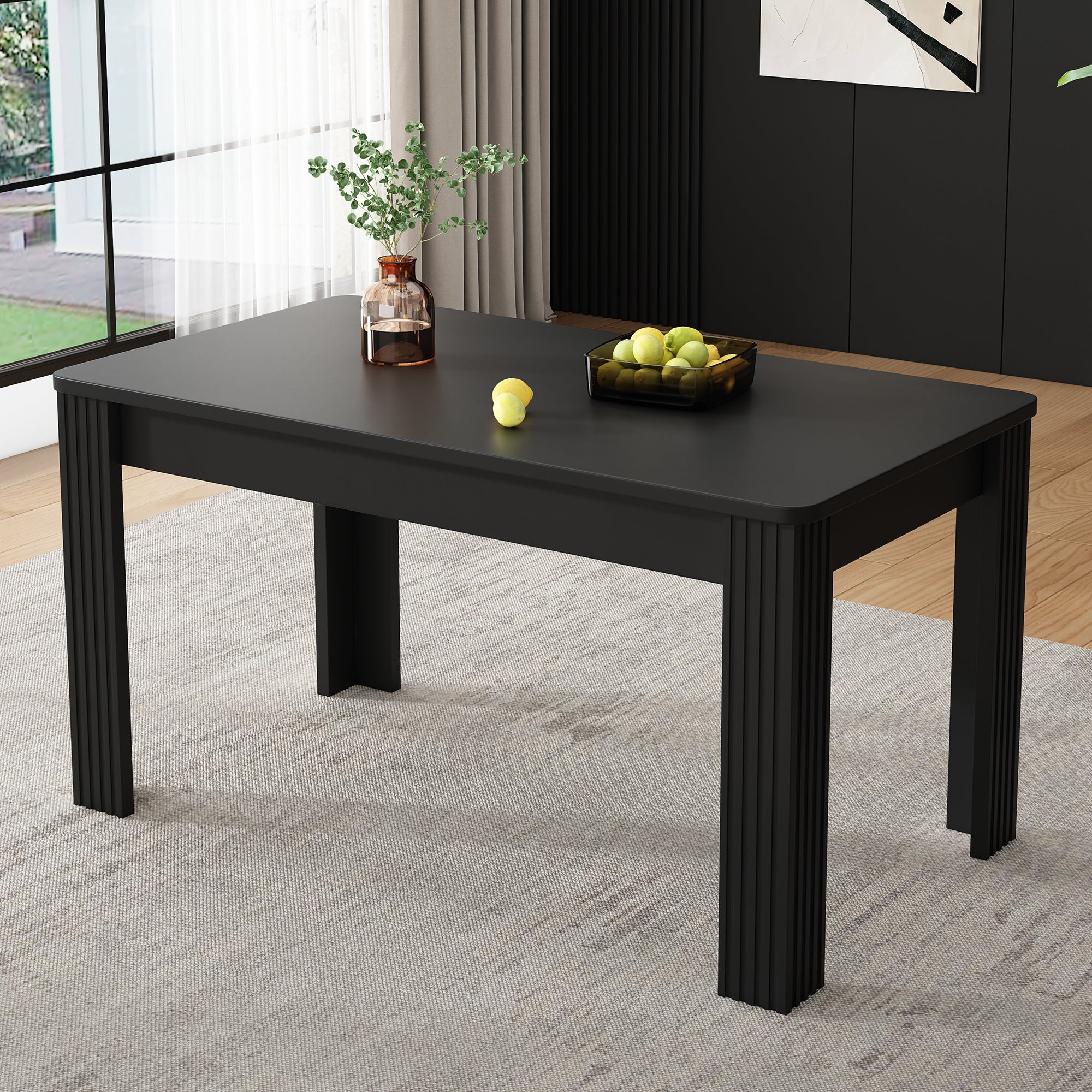 Stół jadalny prostokątny dla 4-6 osób - Płyta wiórowa - 116 x 65 x 75 cm - Czarny