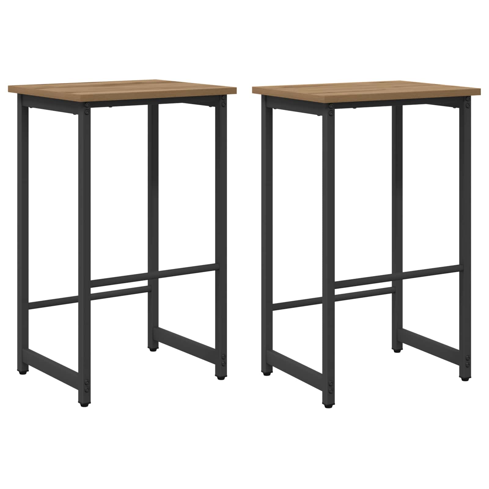 2x Hoker Metalowy do Kuchni Dąb Artisan z Podnóżkiem