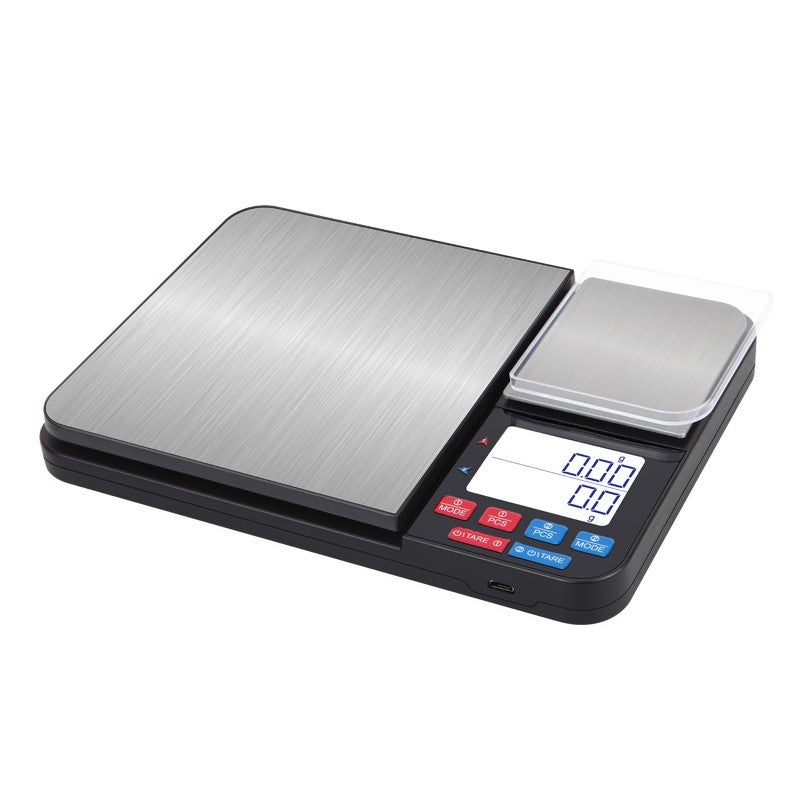 Cyfrowa waga kuchenna z podwójnymi płytkami ważącymi 10 kg/1g i 500g/0,01g