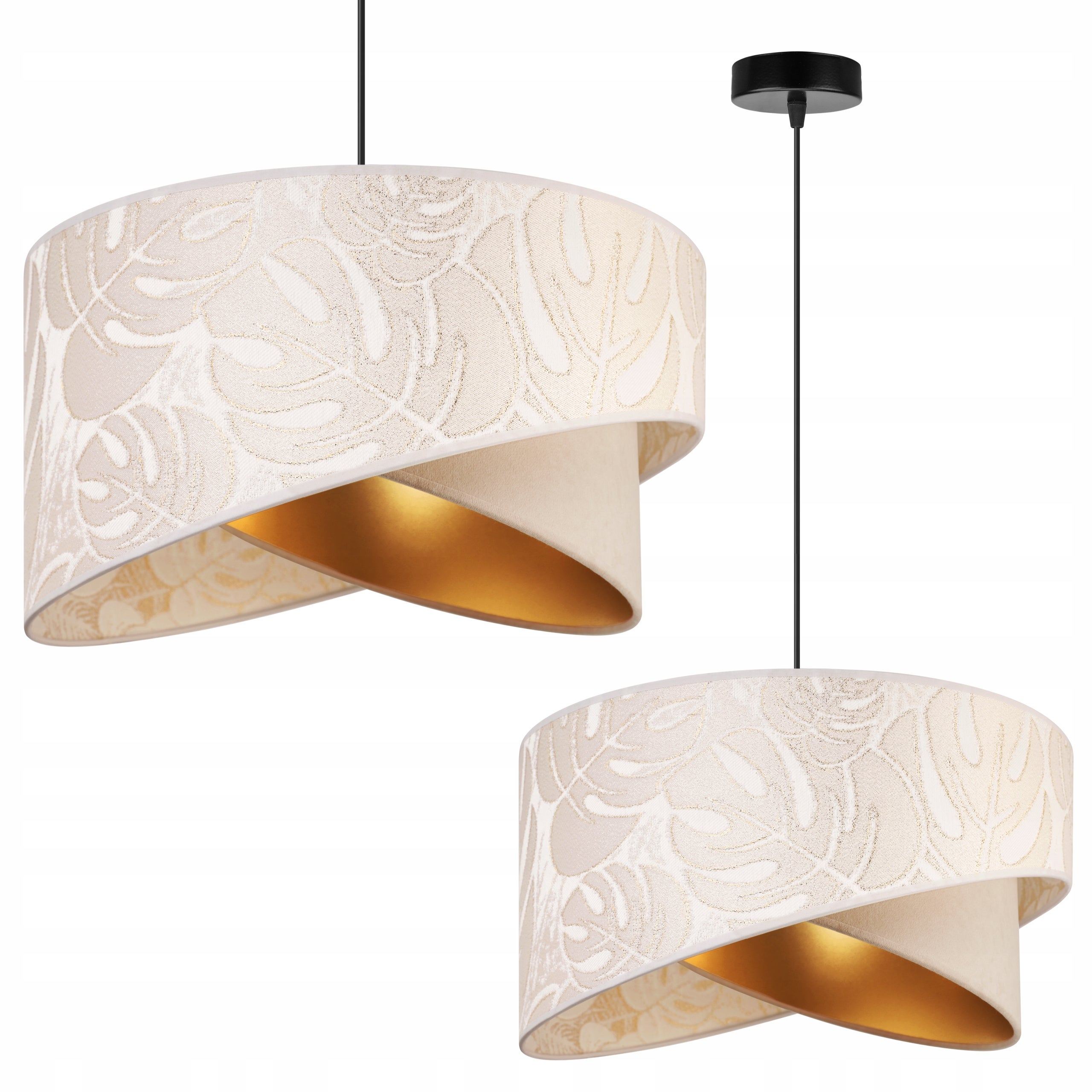 Lampa sufitowa wisząca Light Home LH Werona 1x E27 60W abażur 45cm tkanina kremowy/czarny