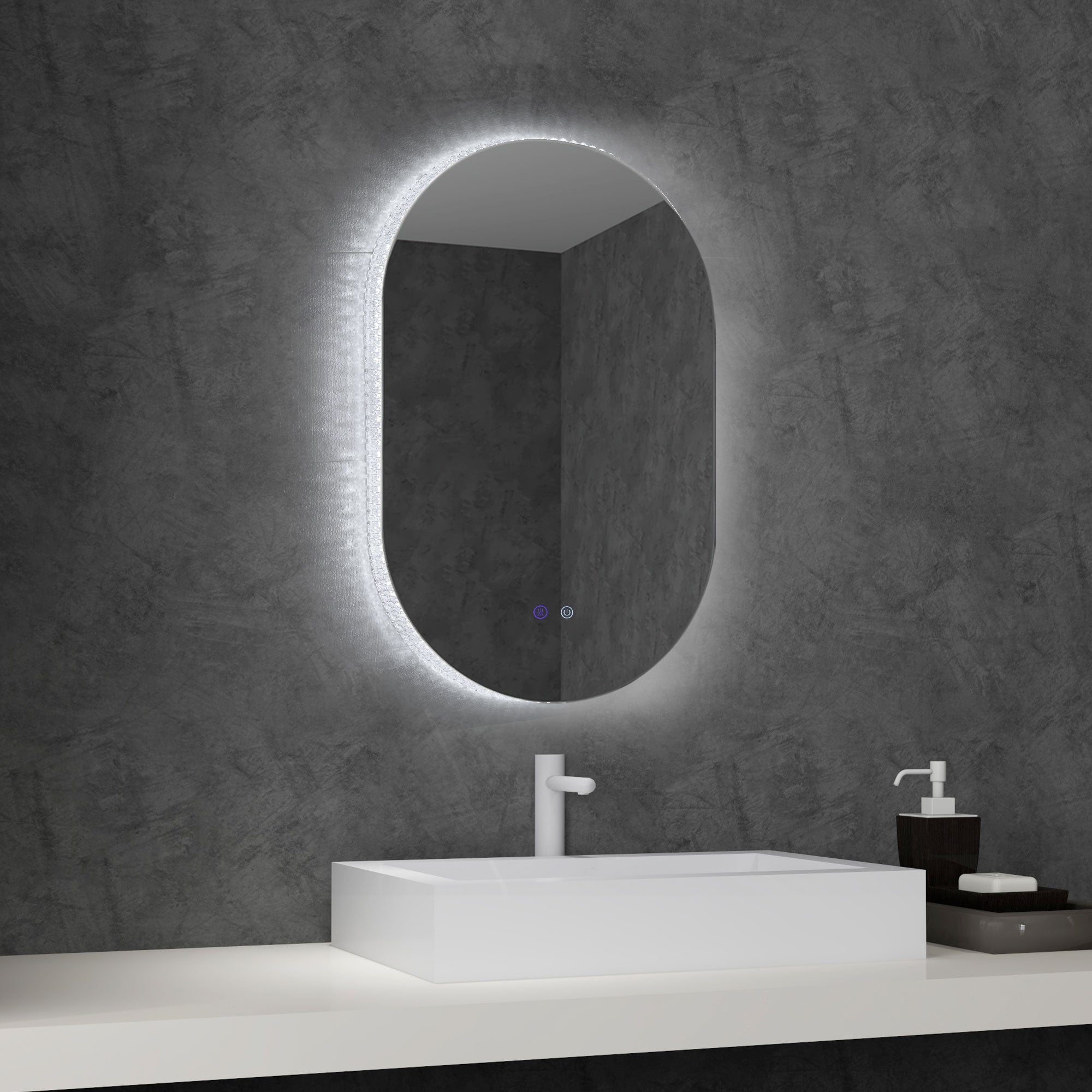 Lustro łazienkowe LED przeciwmgielne regulowana jasność z aluminiową ramą na ścianę 81x51 cm