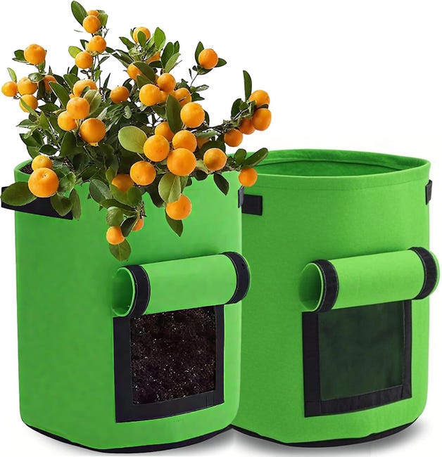 Zielona torba do sadzenia ziemniaków 35*40 cm, 2 oddychające doniczki do uprawy warzyw, otwarte filcowe wiadro do sadzenia