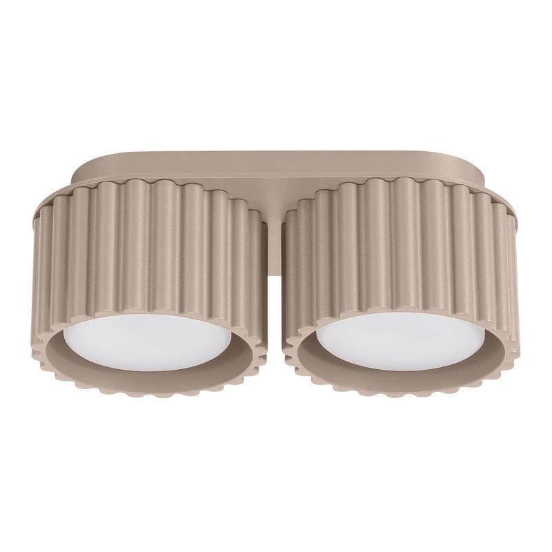 Lampa sufitowa nowoczesna taupe owalna 21 cm ryflowane spoty 2xGX53 10W AURA Sollux Lighting