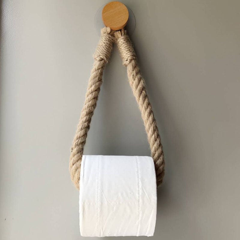 Uchwyt na papier toaletowy z liny konopnej w stylu vintage do łazienki