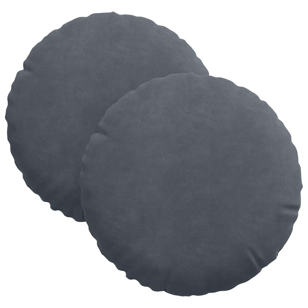 Poduszki na siedziska 2 pcs Ciemnoszary Ø30 x 13 cm Aksamit