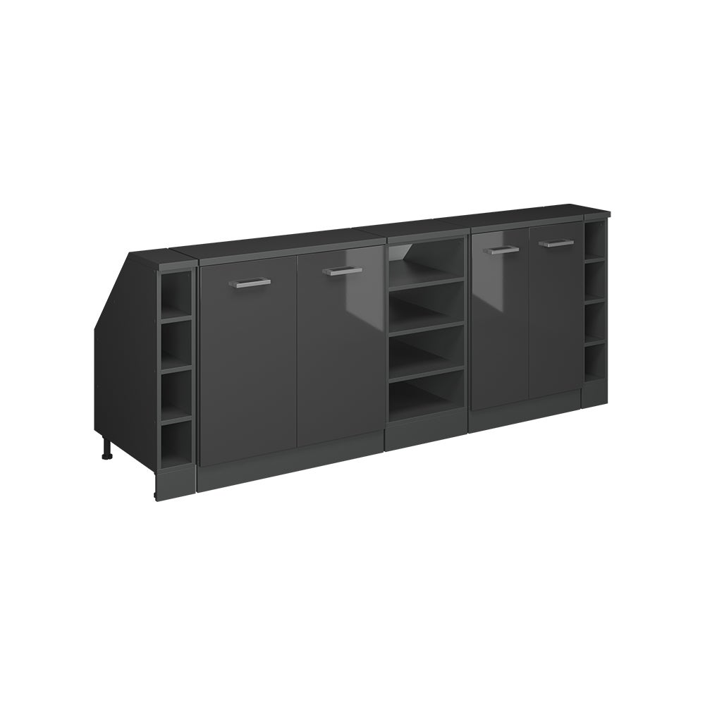 Vicco Zestaw szaf na dachy skośne Rion, Antracyt wysoki połysk, 210 cm Zestaw 5 korpusów szafy głębokość 60 cm
