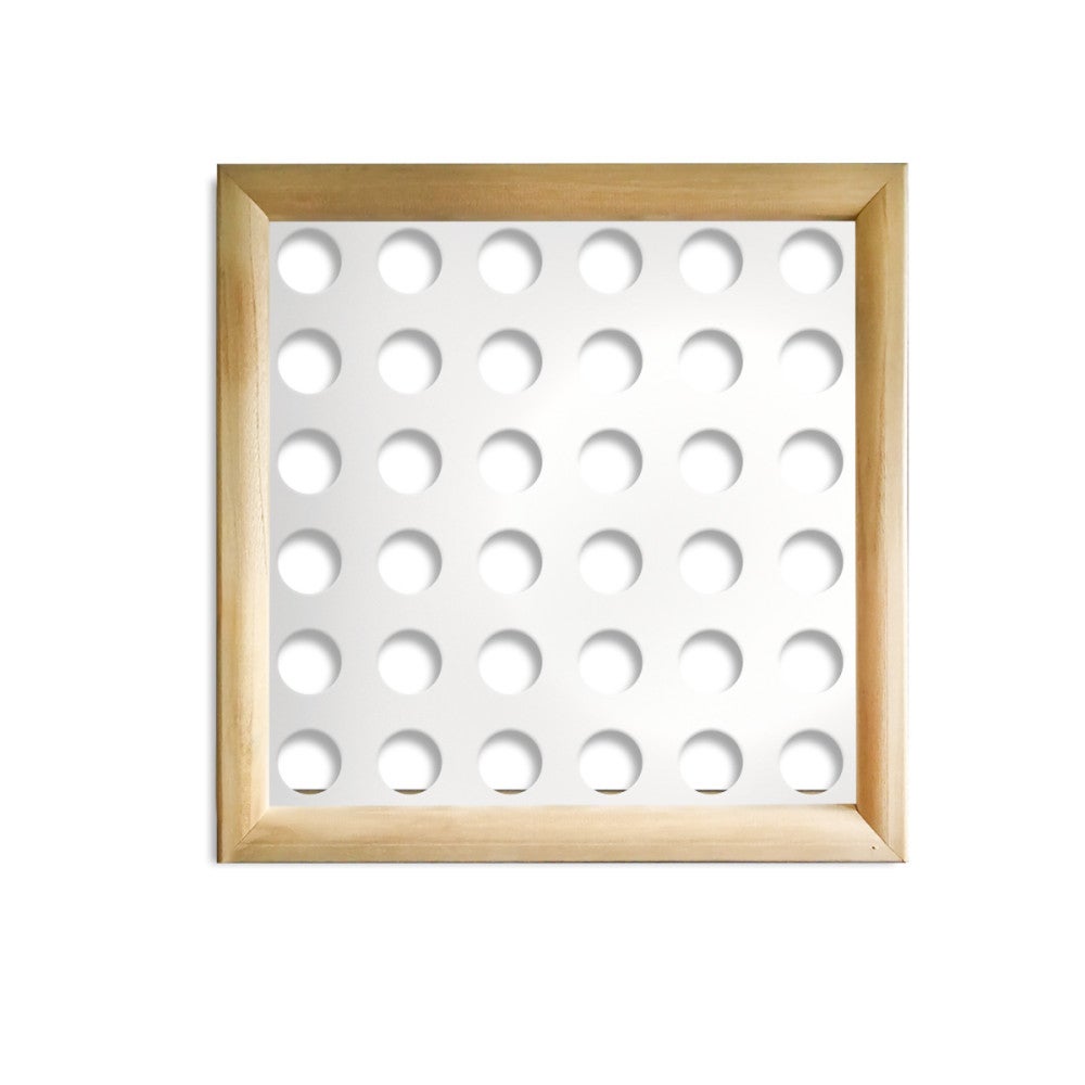 MAŁE OTWORY - Kwadratowe moduły dekoracyjne z drewna i PCV - rozmiar 98x98 cm - grubość 64 mm - kolor wewnętrzny BIAŁY