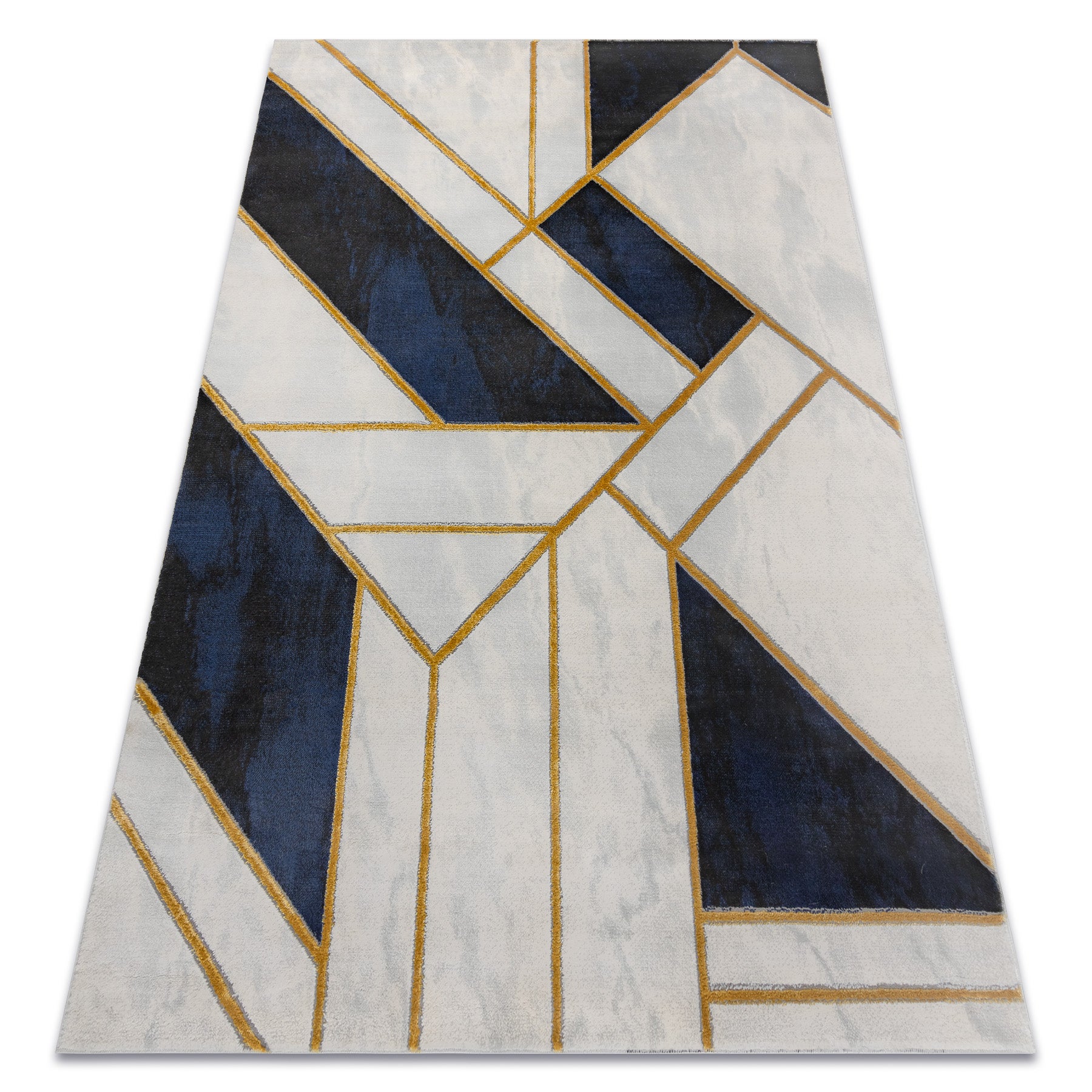 Dywan EMERALD ekskluzywny 1015 glamour, stylowy marmur, geometryczny granatowy / złoty 180x270 cm