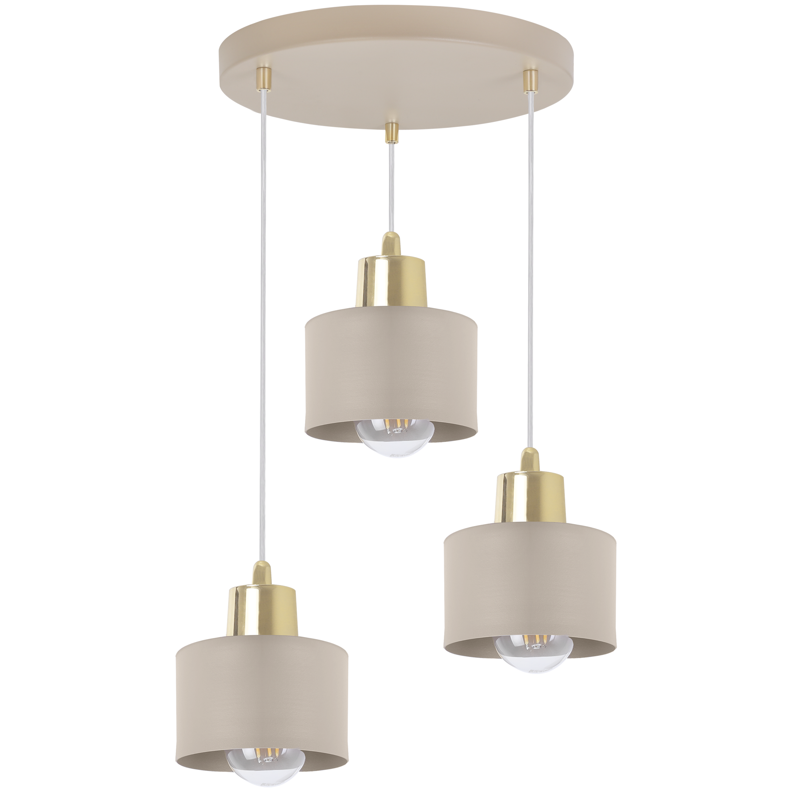 Lampa sufitowa wisząca okrągła Light Home LH Panta 3x E27 kaszmirowy/złoty