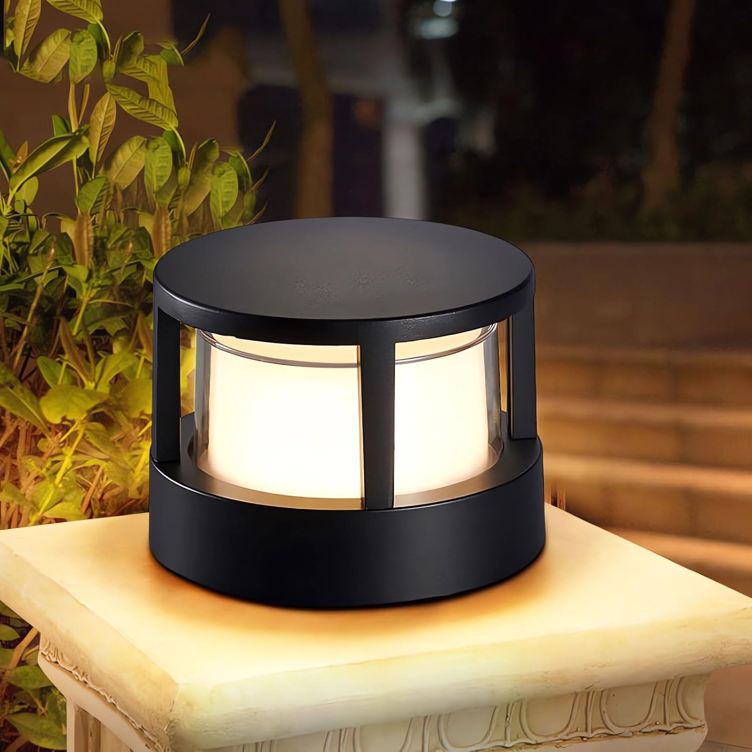 Słupek oświetleniowy LED, 12 W, wodoodporny, IP65, aluminiowy, ogrodowy, ciepła biel, do ścieżek, tarasów, patio, czarny