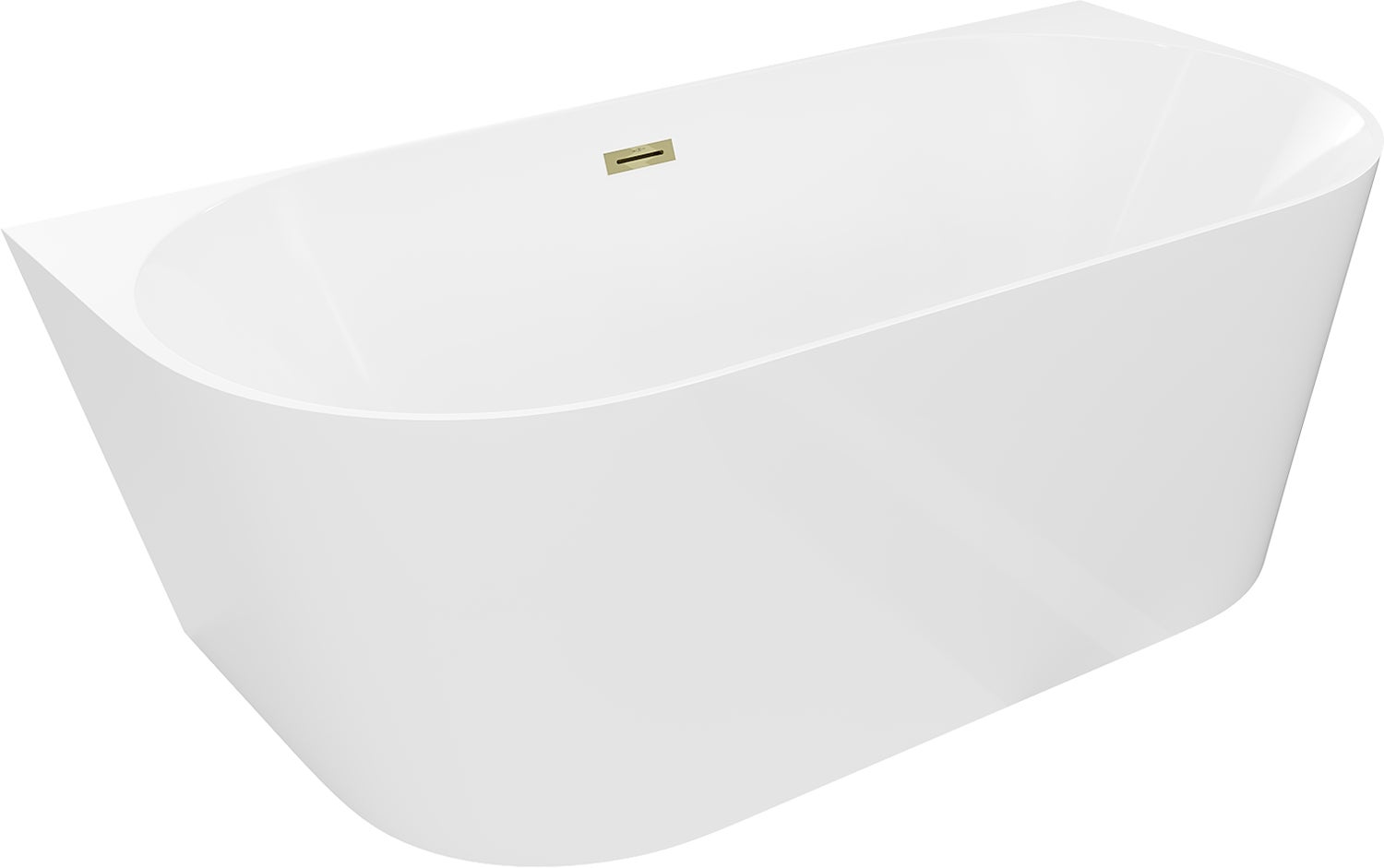 Mexen Oval Slim wanna wolnostojąca przyścienna 170 x 80 cm, biała, przelew złoty - 52661708000-50