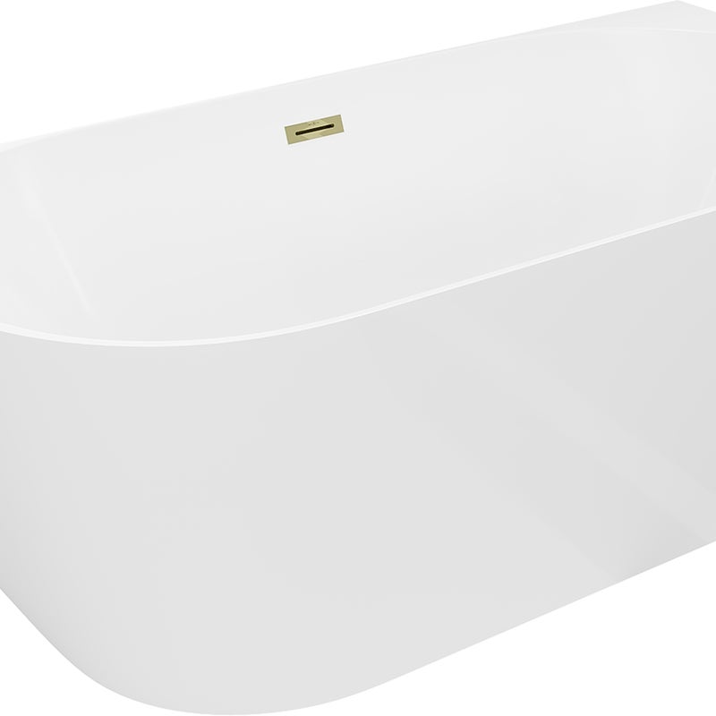 Mexen Oval Slim wanna wolnostojąca przyścienna 170 x 80 cm, biała, przelew złoty - 52661708000-50