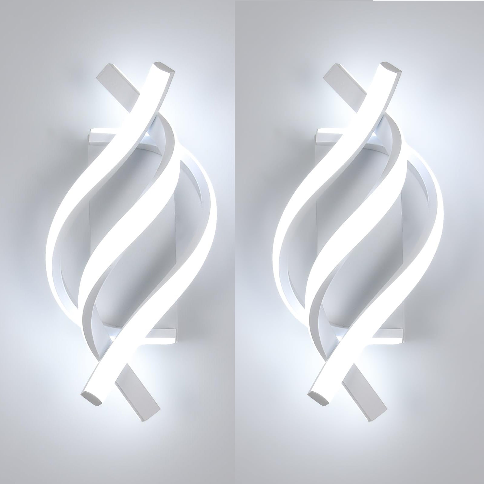 2 sztuki kinkietów LED Nowoczesna spiralna lampa ścienna LED, 6000k Aluminium Salon, Łazienka, Przedpokój Lampa wewnętrzna
