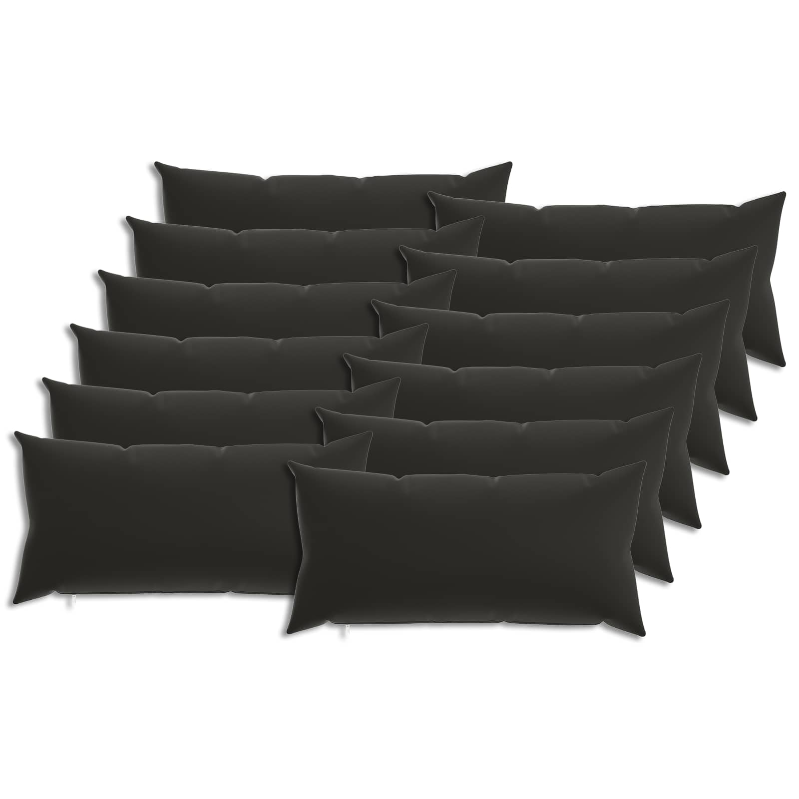 12x Poszewka Dekoracyjna na Poduszkę 40x80 cm Czarna