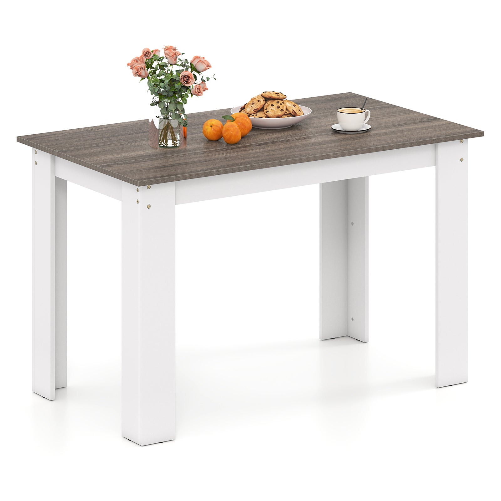 Dywan do jadalni 120 x 70 x 75 cm dla 4 do 6 osób, prostokątny stół o nośności 60 kg do kuchni, jadalni, biały
