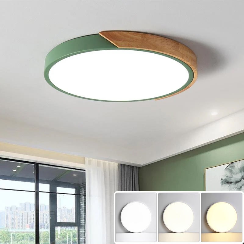 Lampa sufitowa LED 40CM, metalowa lampa sufitowa, nowoczesna lampa sufitowa 36W, zielone światła dekoracyjne, 3 temperatury barwowe (3000K~6000K)