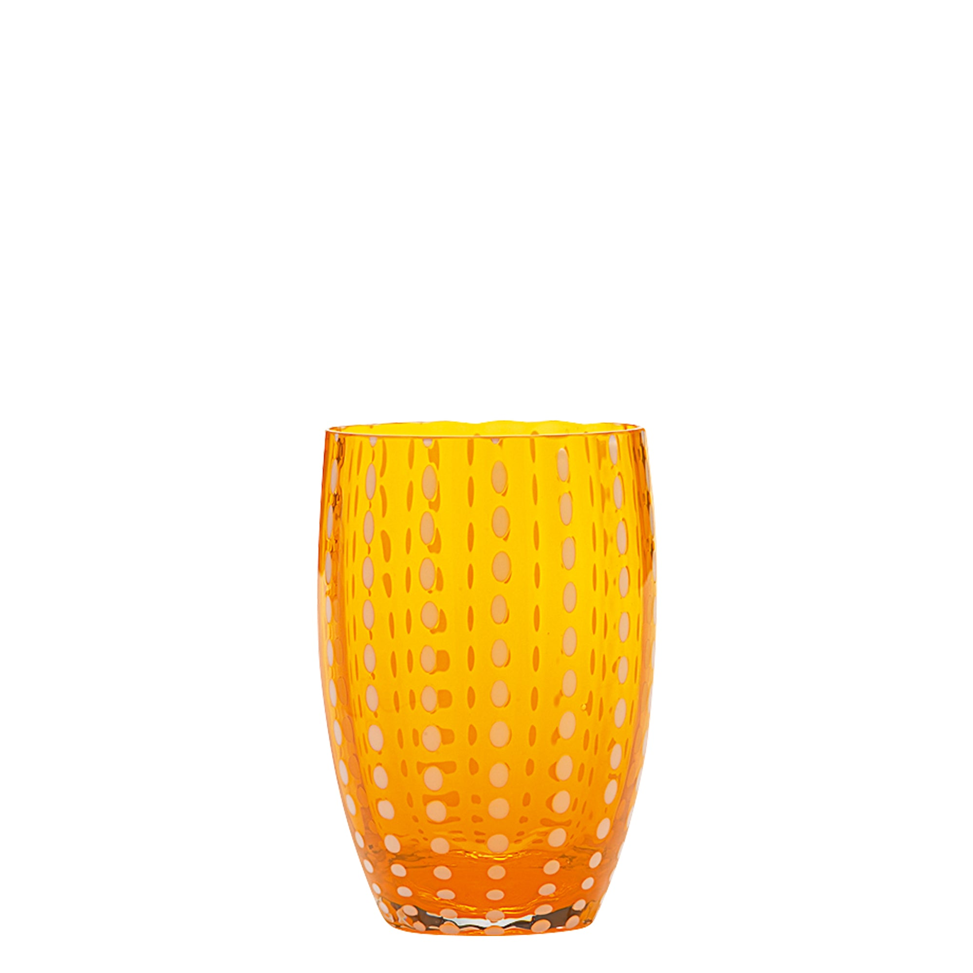 Szklanka Zafferano Perle Orange - dmuchane ustami kolorowe szkło, 32 cl, ręcznie robione - zestaw 2 kieliszków rzemieślniczych do wody lub koktajli