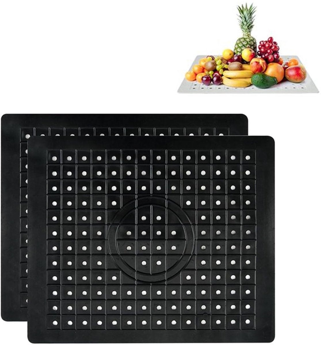 Zestaw 2 mat pod zlew 31 x 26 cm, czarne, prostokątne, akcesoria kuchenne, ochraniacze na zlew, podstawki, maty gumowe