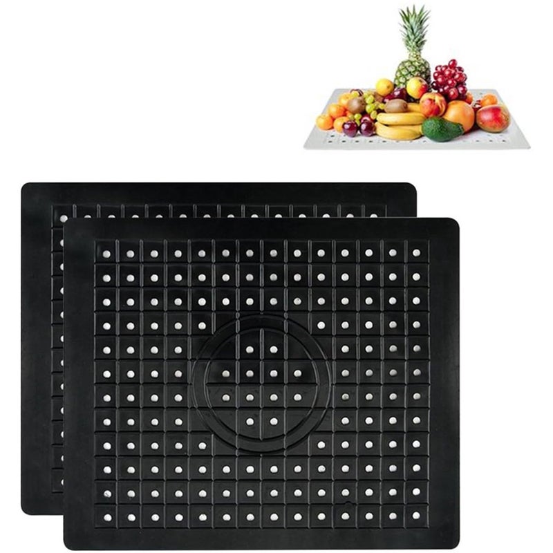 Zestaw 2 mat do zlewu 31 x 26 cm Czarny - Prostokątny - Akcesoria kuchenne - Ochrona zlewu - Podkładka pod szklankę - Mata gumowa