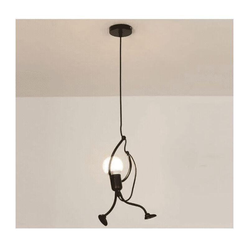 Nowoczesna Lampa Wisząca Kreatywna żelazna Ludzie Rysunek animowany Design Lampa wisząca do Pokoju Dziecięcego Sypialni Salonu Strych czarny--TRIMEC