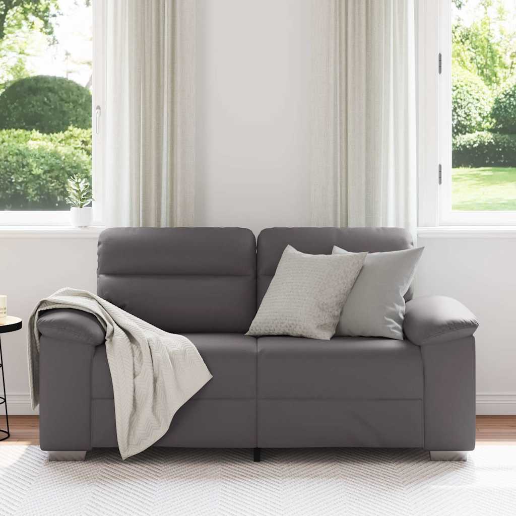 Sofa 2-osobowa szara 160x81x84 cm skóra ekologiczna