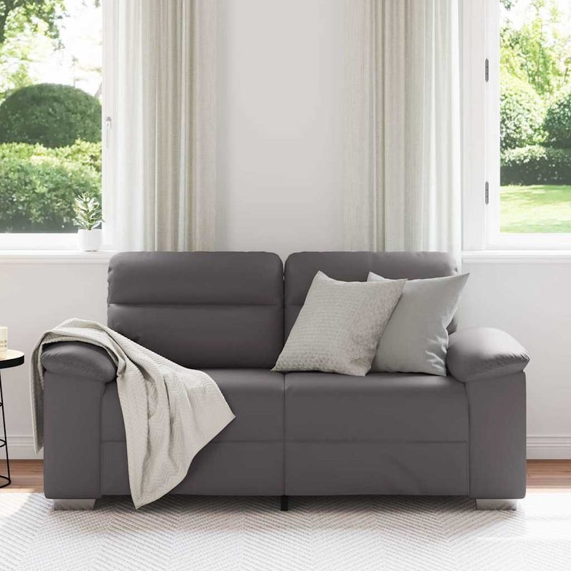 Sofa 2-osobowa szara 160x81x84 cm skóra ekologiczna