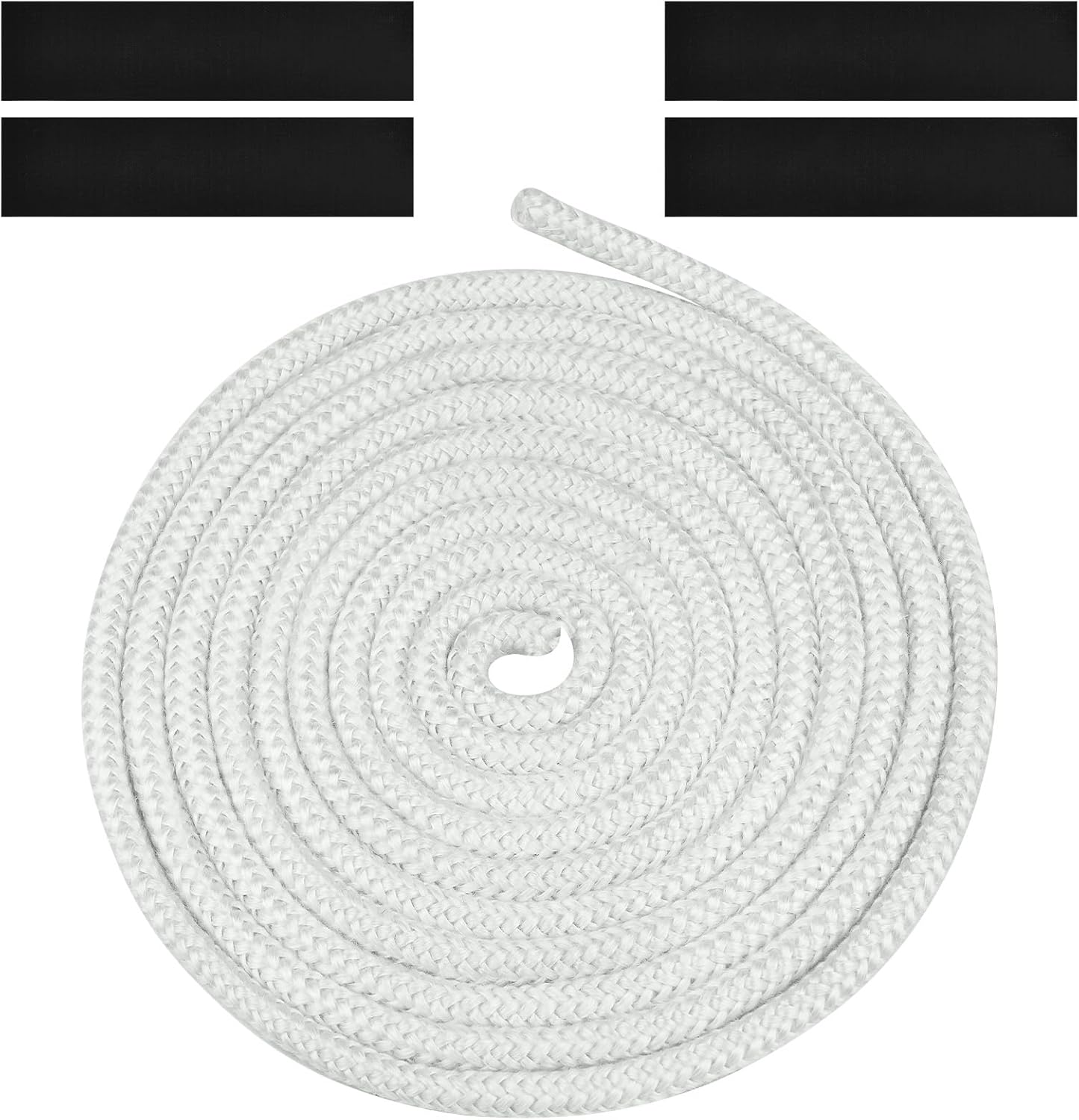 Uszczelka pleciona do wkładów kominkowych i pieców, 8 mm x 3 m, uszczelka z włókna szklanego z 4 paskami, do pieców opalanych drewnem, kominków, biała