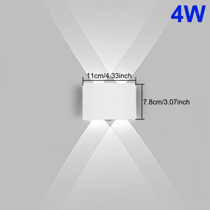 Kinkiet wewnętrzny LED 4W, aluminium białe - oświetlenie w górę i w dół, odpowiedni do salonów, sypialni i korytarzy - światło białe.