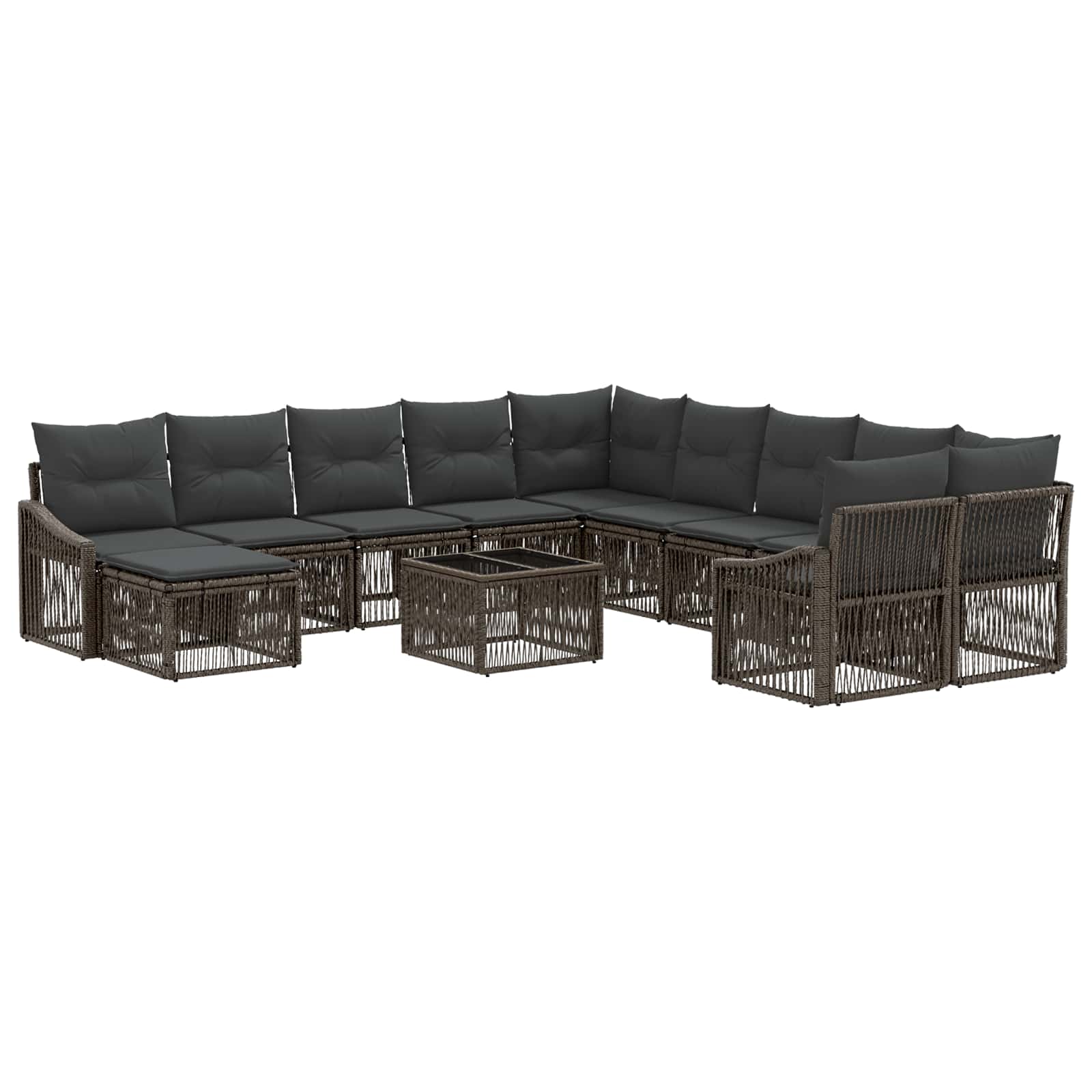 Zestaw Sof na Ogród 12 pcs Szary polirattan vidaXL
