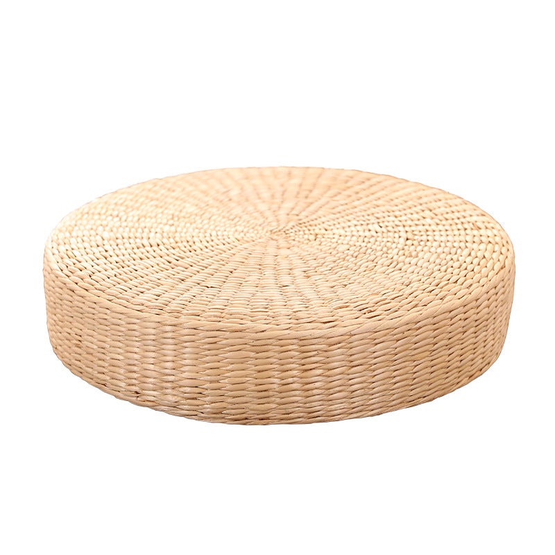 1 szt. - 40 cm płaska poduszka na siedzenie ze słomy, styl japoński, tkany rattan - okrągła poduszka na matę do jogi, pufę lub tatami