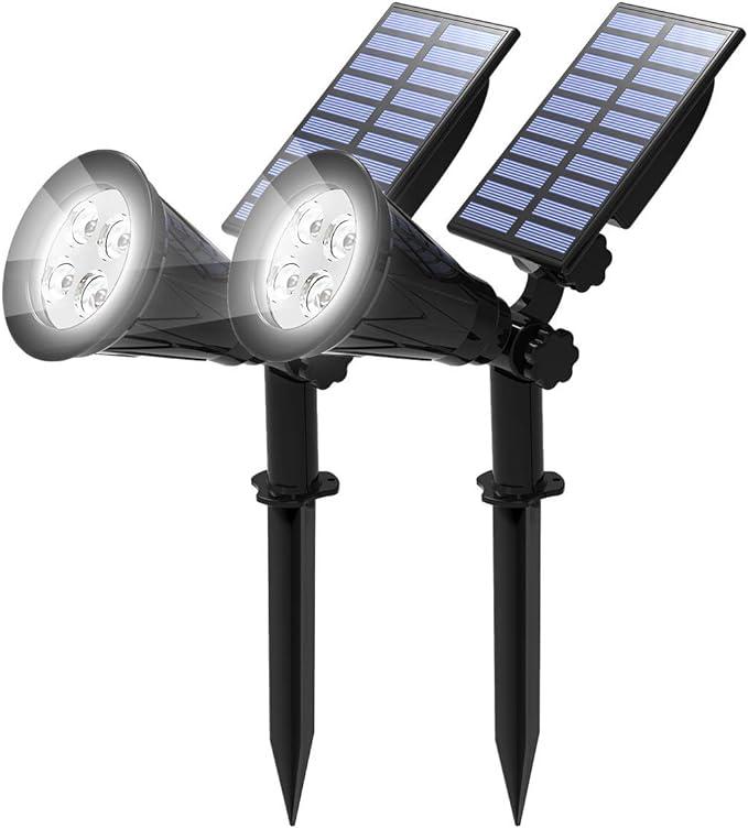 wodne lampy solarne na zewnątrz, 2 opcjonalne tryby oświetlenia, kąt regulacji 180°, wejście, światło ogrodowe ścieżki