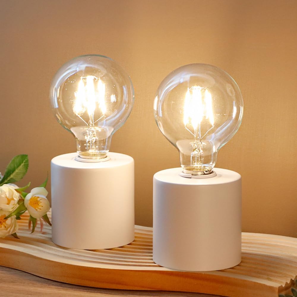 Zestaw dwóch złotych lamp stołowych zasilanych bateriami, bezprzewodowych do salonu, sypialni, do użytku wewnątrz i na zewnątrz (biały)