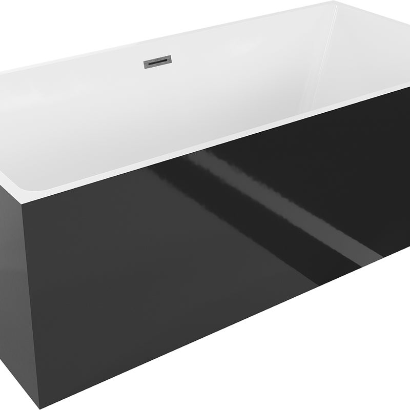 Mexen Nita wanna wolnostojąca 170 x 80 cm, biała/czarna, przelew gun gray szczotkowany - 52091708075-66